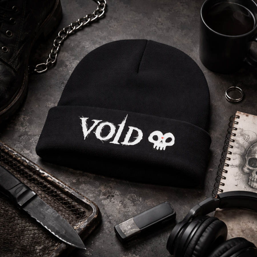Embroidered VOID Skull Beanie — Winter Hat